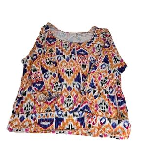 Chico's Colorful Women's Patterned Top Sze 3 Long Sleeve